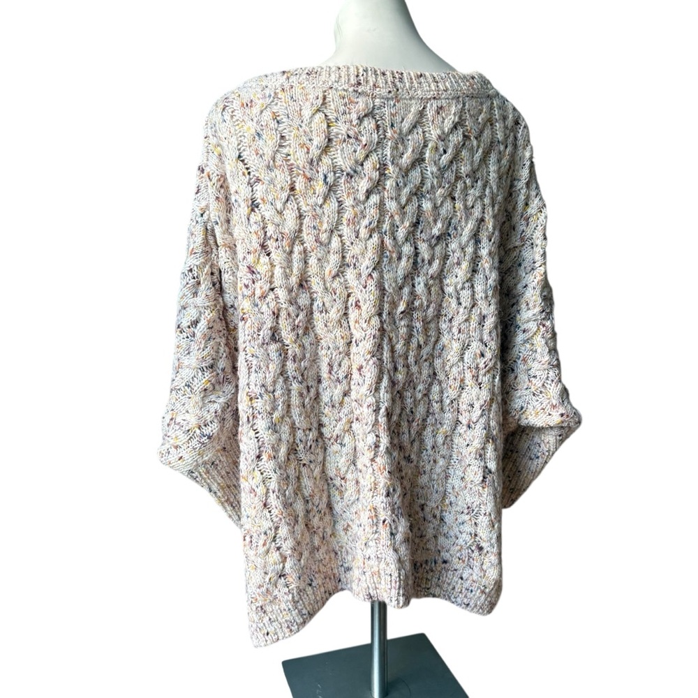 Free People Under The Mistletoe Cable Knit Boxy Sweater Ivory Combo, Sz L - Picture 7 of 16